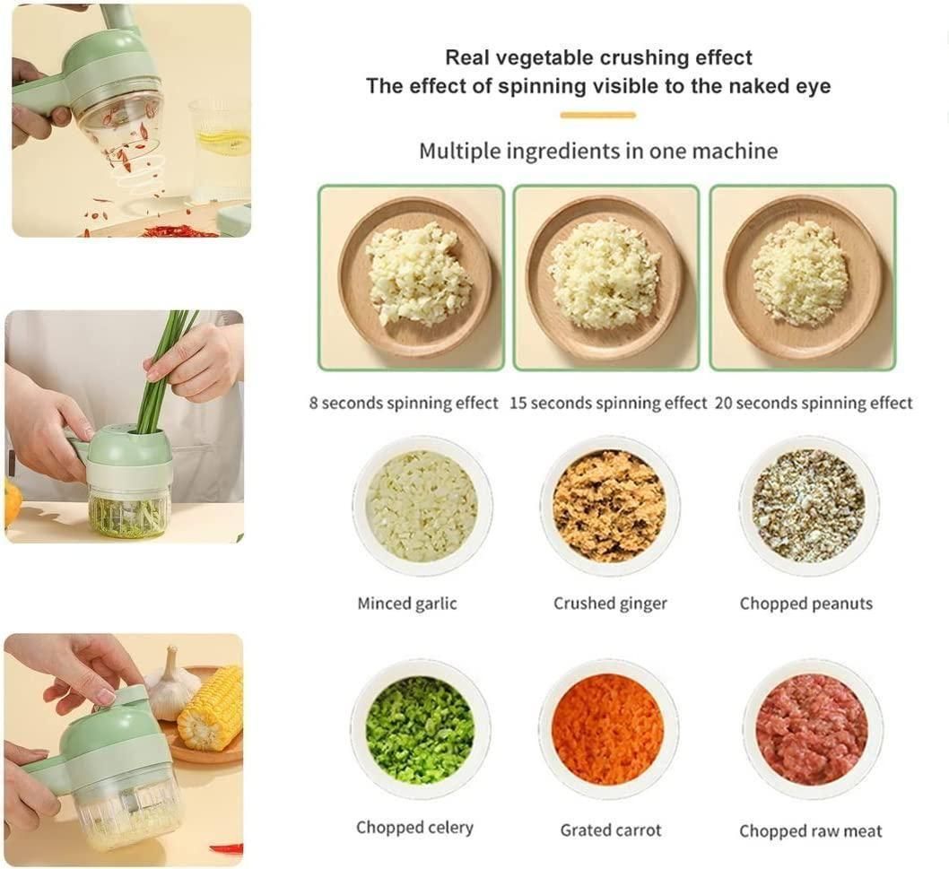 4 in 1 Portable Electric Vegetable Cutter Set | Peeler, Slicer & Mini Food Processor