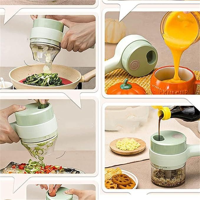 4 in 1 Portable Electric Vegetable Cutter Set | Peeler, Slicer & Mini Food Processor
