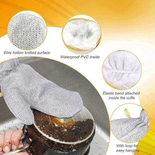 Wire Dishwashing & Kitchen Cleaning Gloves (Pack of 2)