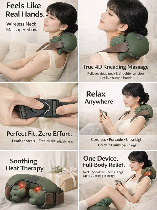 Neck & Shoulder Pain Relief Massager - Portable, Rechargeable & Easy to Use