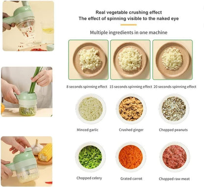 4 in 1 Portable Electric Vegetable Cutter Set | Peeler, Slicer & Mini Food Processor