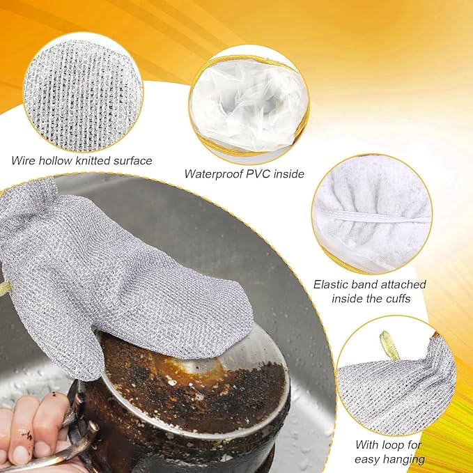 Wire Dishwashing & Kitchen Cleaning Gloves (Pack of 2)