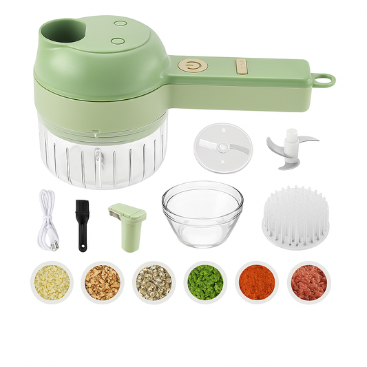4 in 1 Portable Electric Vegetable Cutter Set | Peeler, Slicer & Mini Food Processor